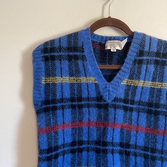 Retro Academia Wool Plaid Sweater Vest Vtg Lord & Taylor Blue Grandpa Eclectic - Picture 3 of 16